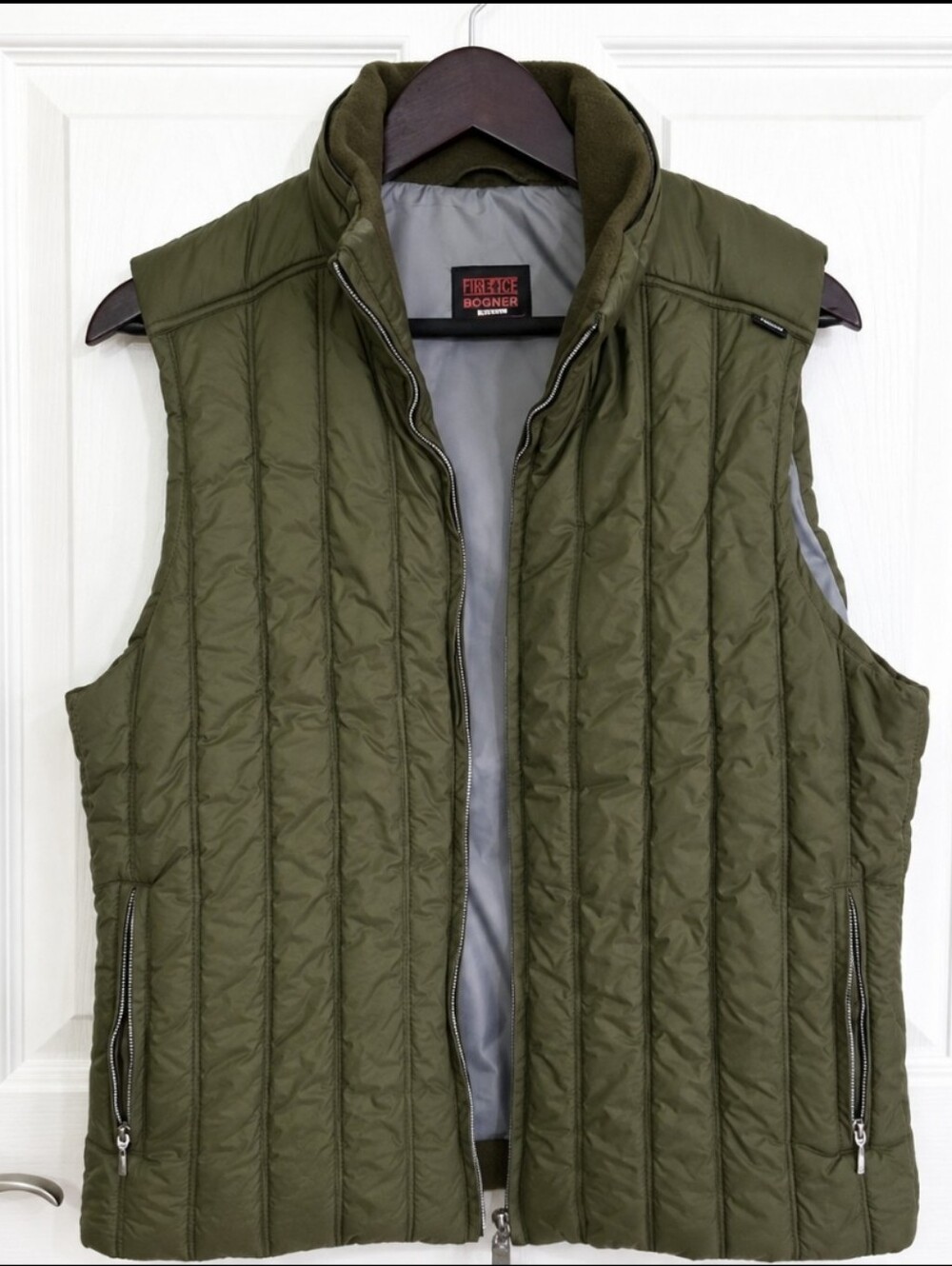 Bogner Fire + Ice Women's Quilted Puffer Vest Olive Green Size XL (EU Sz 42) EUC